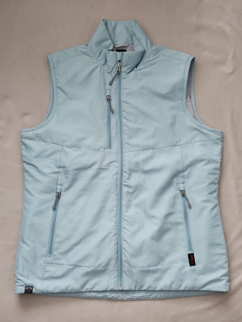 Light Blue Quilted Insulated Women's Vest with Zipper Pockets